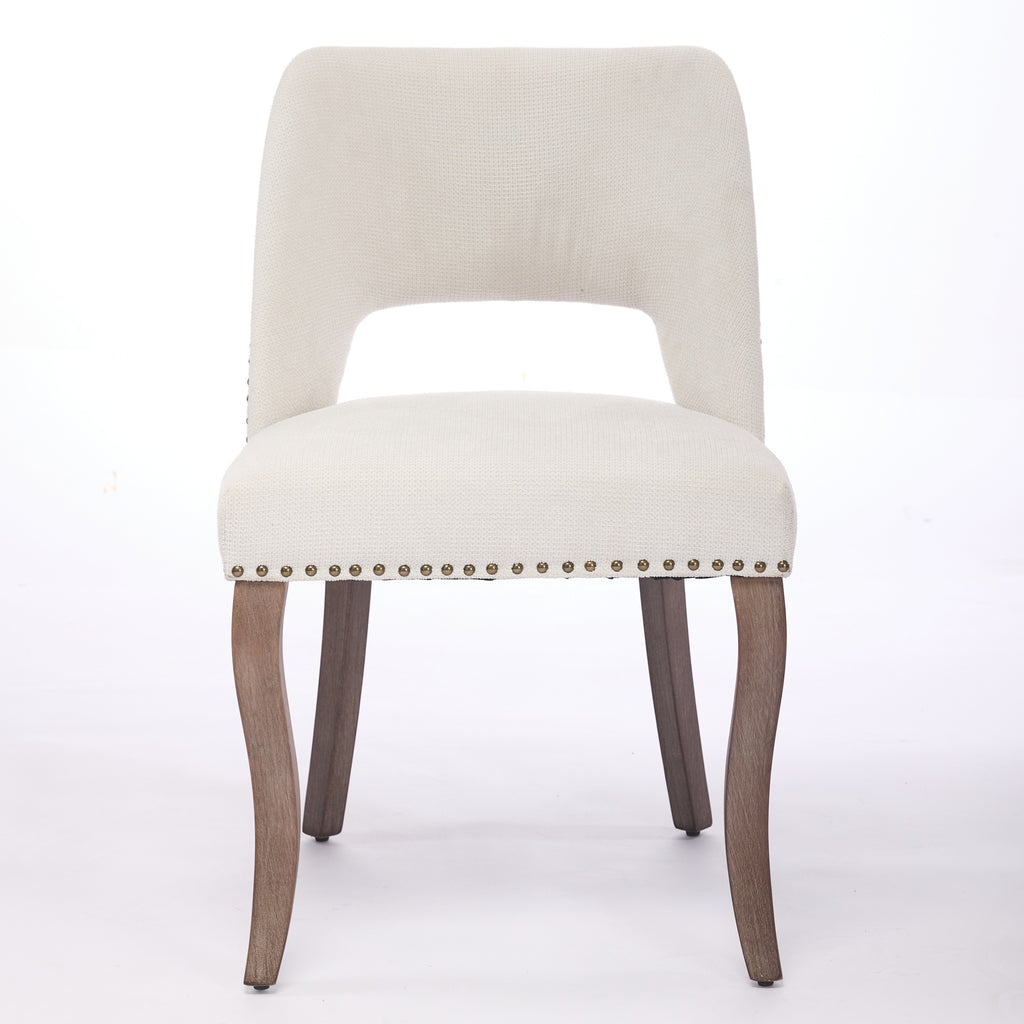 Wooden Dining Chairs Set Of 2, Modern Fabric Upholstered Dining Room Chair Kitchen Chairs, Farmhouse Dinner Chair For Kitchen Dining Room, Beige